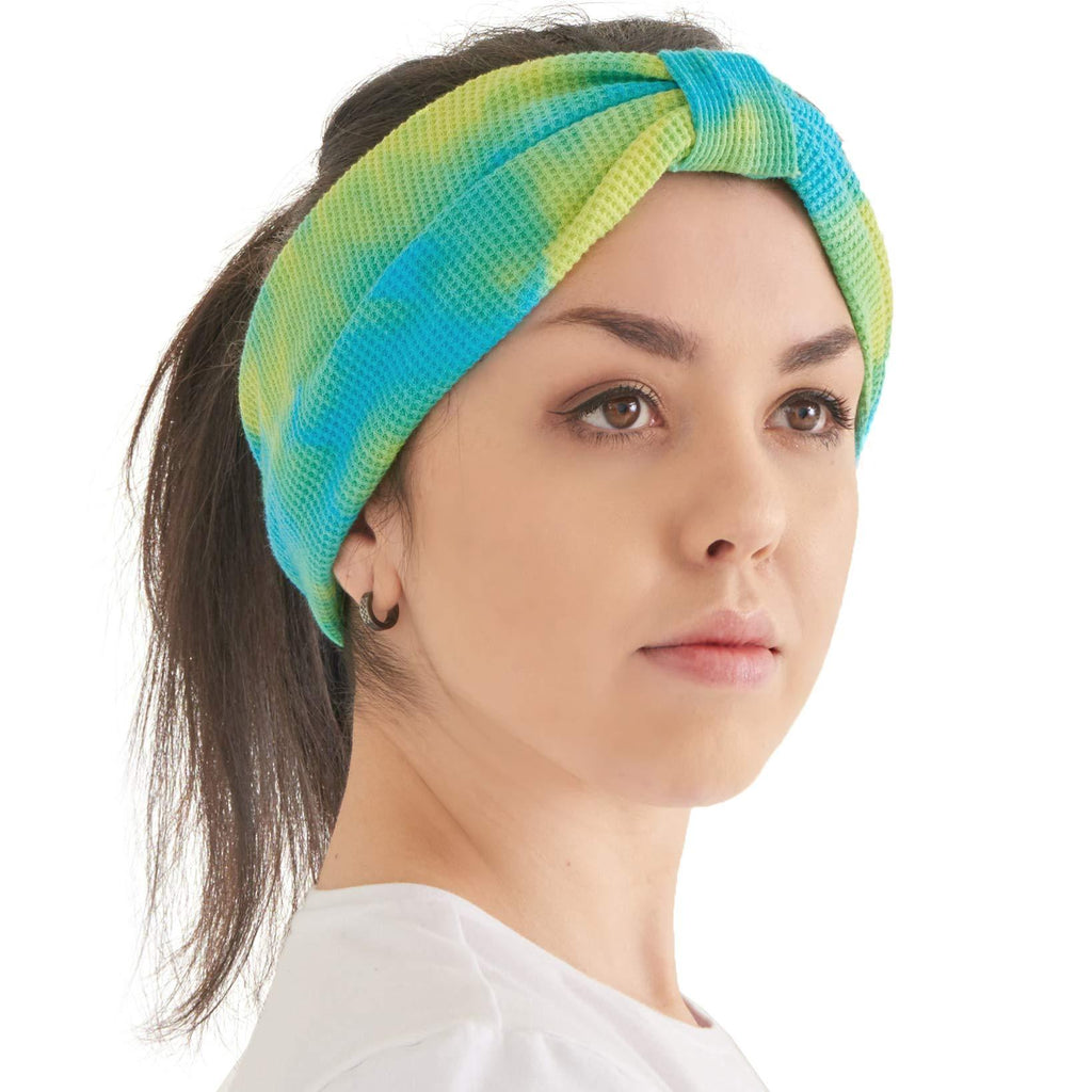 [Australia] - CHARM Casualbox | Cotton Yoga Headband Hairband Running Fitness Workout Textured Tie-Dye Boho Hippie Psychedelic F 