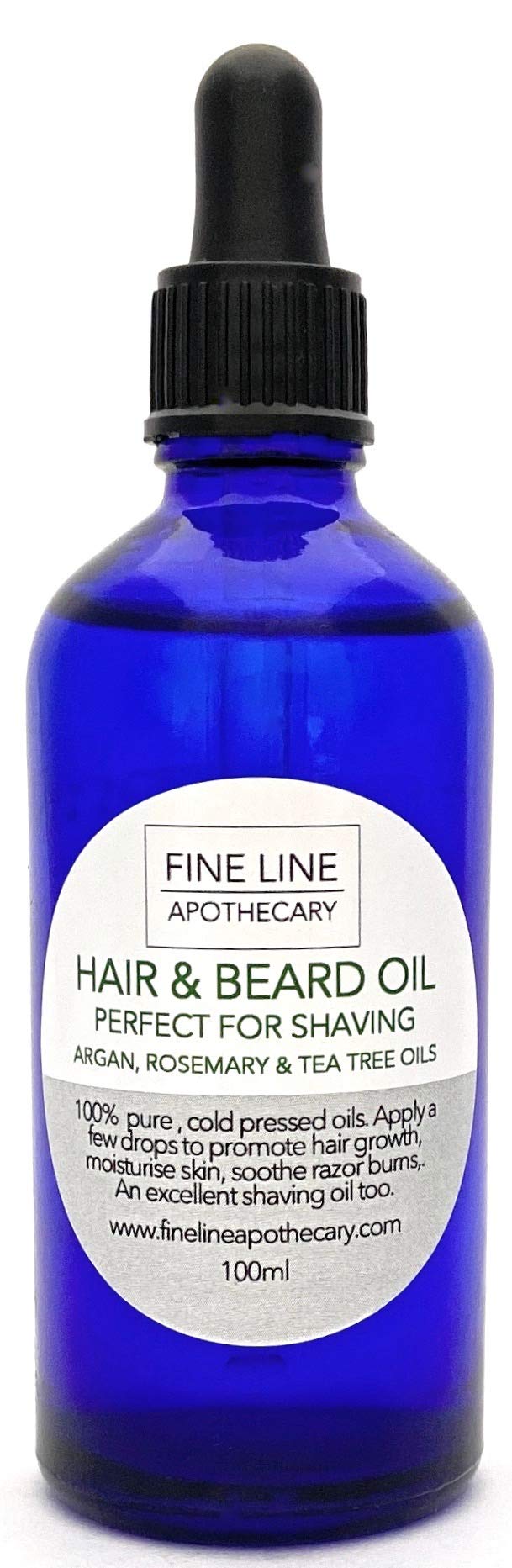 [Australia] - SHAVING and HAIR & BEARD OIL - 100% Natural ARGAN OIL with ROSEMARY & TEA TREE - 100ml by Fine Line Apothecary - CONDITIONS, SOFTENS, NOURISHES Beard, Skin and Hair. Promotes Beard and Hair Growth. 