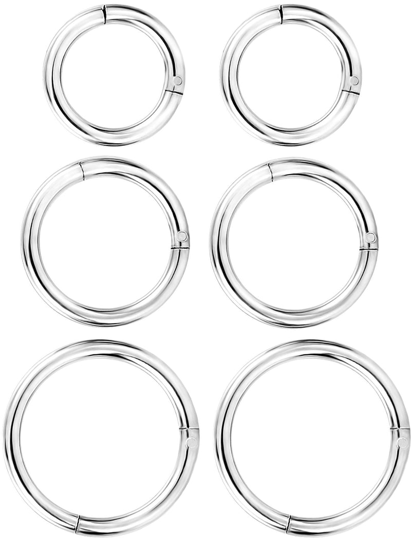 [Australia] - 6 Pieces 16 Gauge Stainless Steel Nose Ring Hoop Seamless Clicker Ring Ear Lip Piercing Jewelry, 3 Sizes (Silver) Silver 