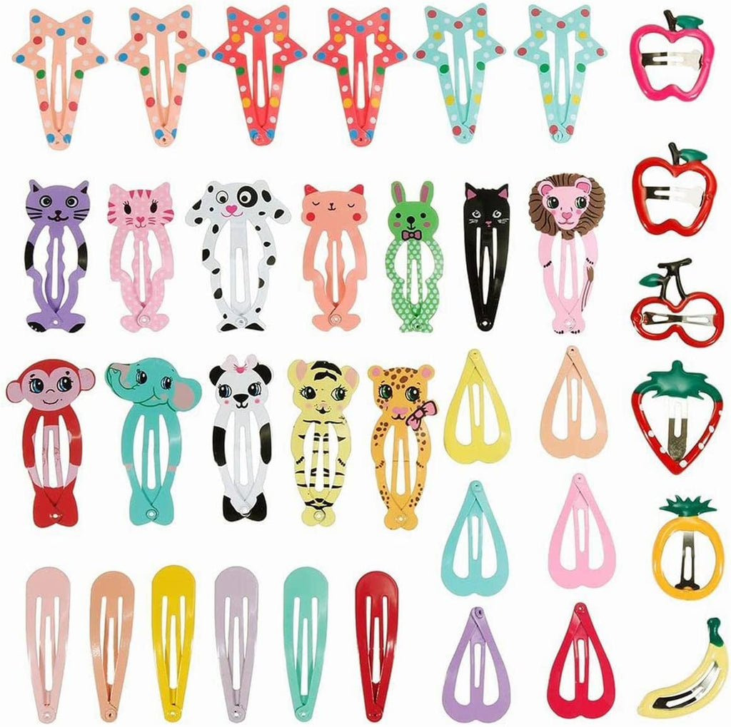 [Australia] - Lictin 36pcs Cartoon Clips Cute Hair Clips Girl Hair Clips Metal Snap Barrettes Multiple Style Little Hairpin Hair Accessories for Toddlers Kids Girls Multicoloured(M) 