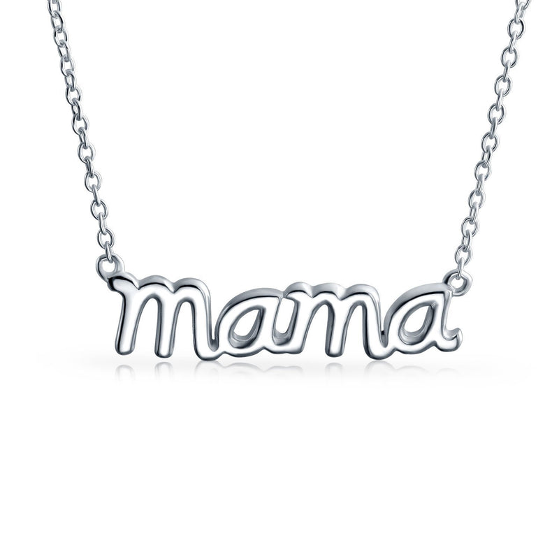 [Australia] - MAMA Word Name Plate Talk Station Pendant Necklace For Mother For Wife Women 14K Rose Gold Plated .925 Sterling Silver 