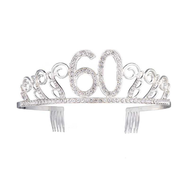 [Australia] - Frcolor Birthday Crystal Tira 60th Birthday Crown Headband Rhinestones Tiara with Comb 