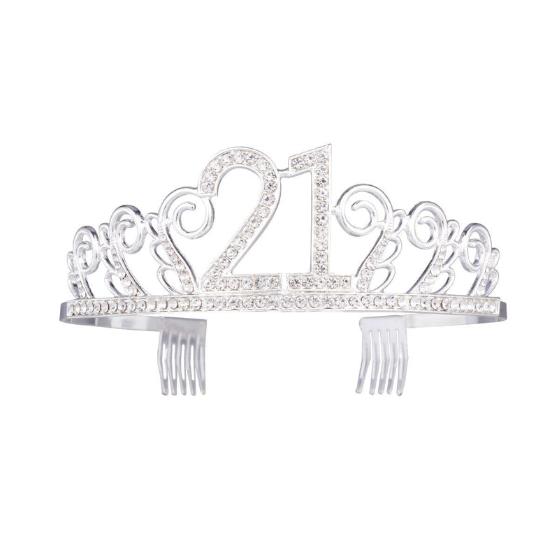 [Australia] - Frcolor 21th Birthday Crystal Tiara Crowns Headband with Hair Combs 