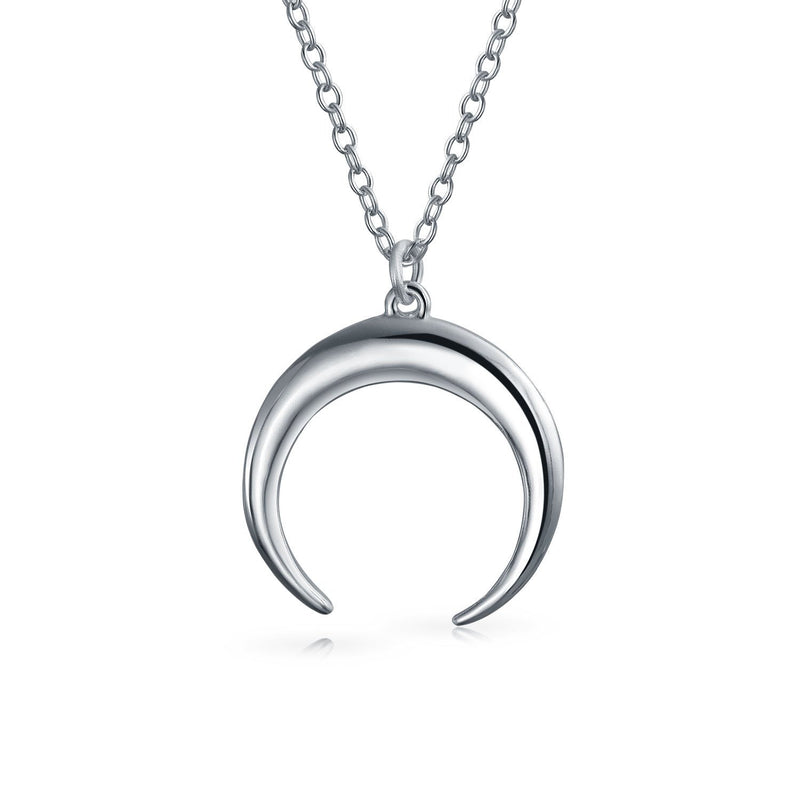 [Australia] - Trendy Horn Italian Crescent Moon Pendant Necklace For Women For Teen 925 Sterling Silver 18 Inch 
