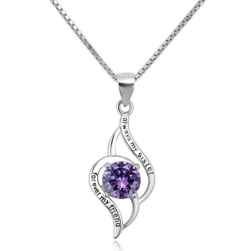 [Australia] - Korliya Always My Sister Forever My Friend Sterling Silver Necklace Pendant Purple 