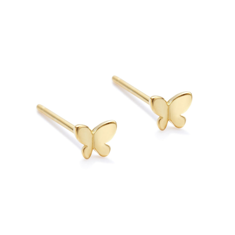 [Australia] - Tiny Butterfly Earrings Sterling Silver Minimalist Stud Earrings Mini Dainty Little Earrings Gold Plated Earrings for Women Girls 