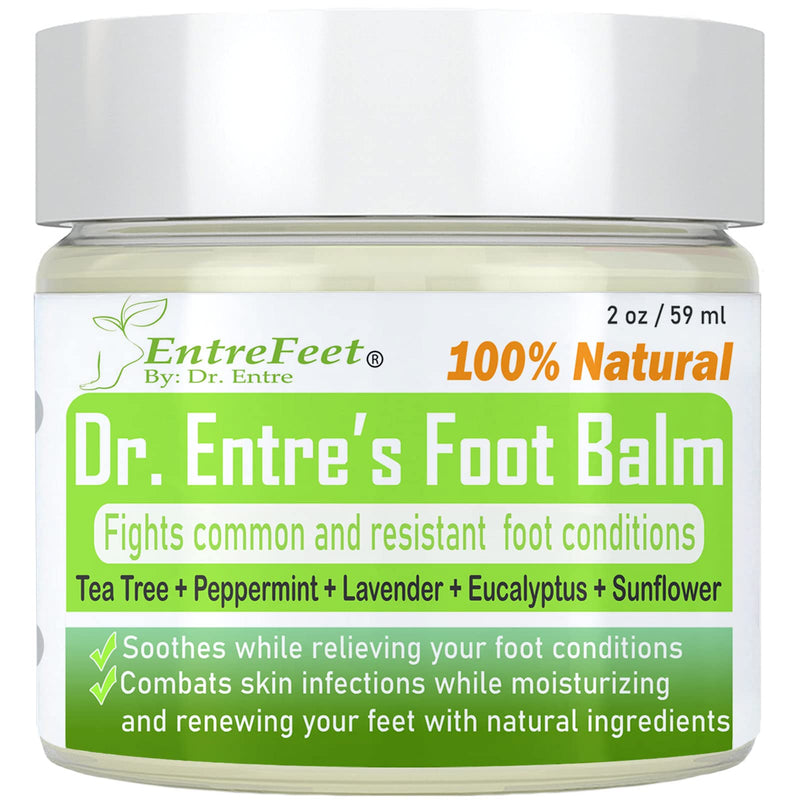 [Australia] - Dr. Entre's Antifungal Foot Balm: Tea Tree Oil & Shea Butter Based - Organic Treatment Cream for Athletes Foot, Dry Feet, Cracked Heels, Itching, and Odor - Foot Care E-Book Included 
