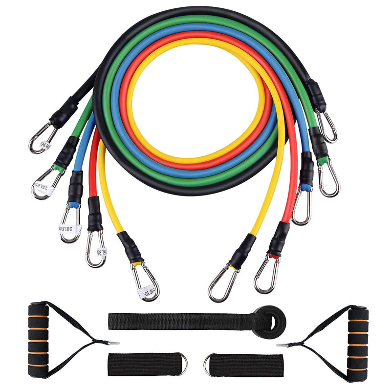 [Australia] - Resistance Bands Set 5pcs with Handle Strength Exercise Stretch Band Training Fitness Tubes Tension Bands Workout Gym Equipment Men and Women for Home Use Physical Training Cable 100LBS 