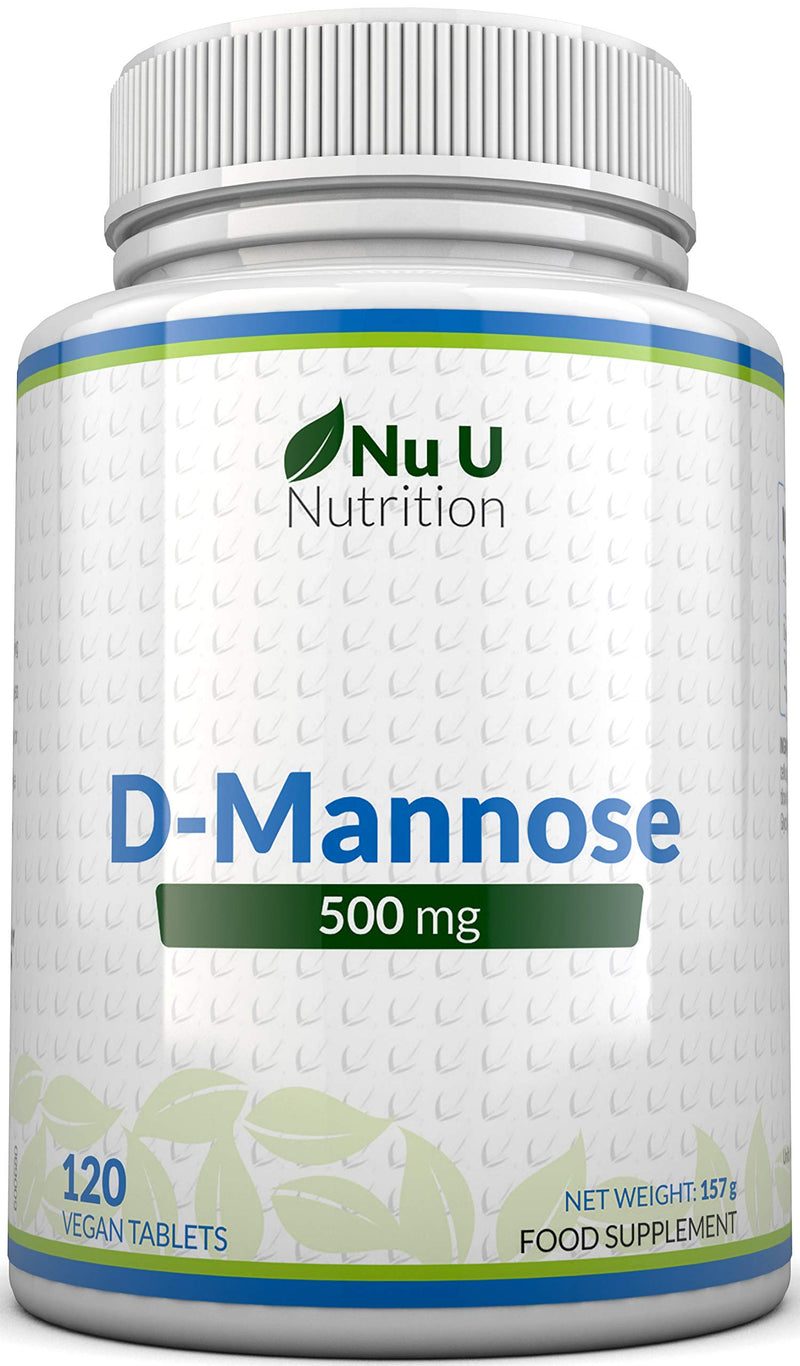 [Australia] - D-Mannose Tablets 500mg | 120 Tablets | High Strength | Allergen Free and Suitable for Vegetarians and Vegans | Not Mannose Capsules or Powder Made in The UK by Nu U Nutrition 