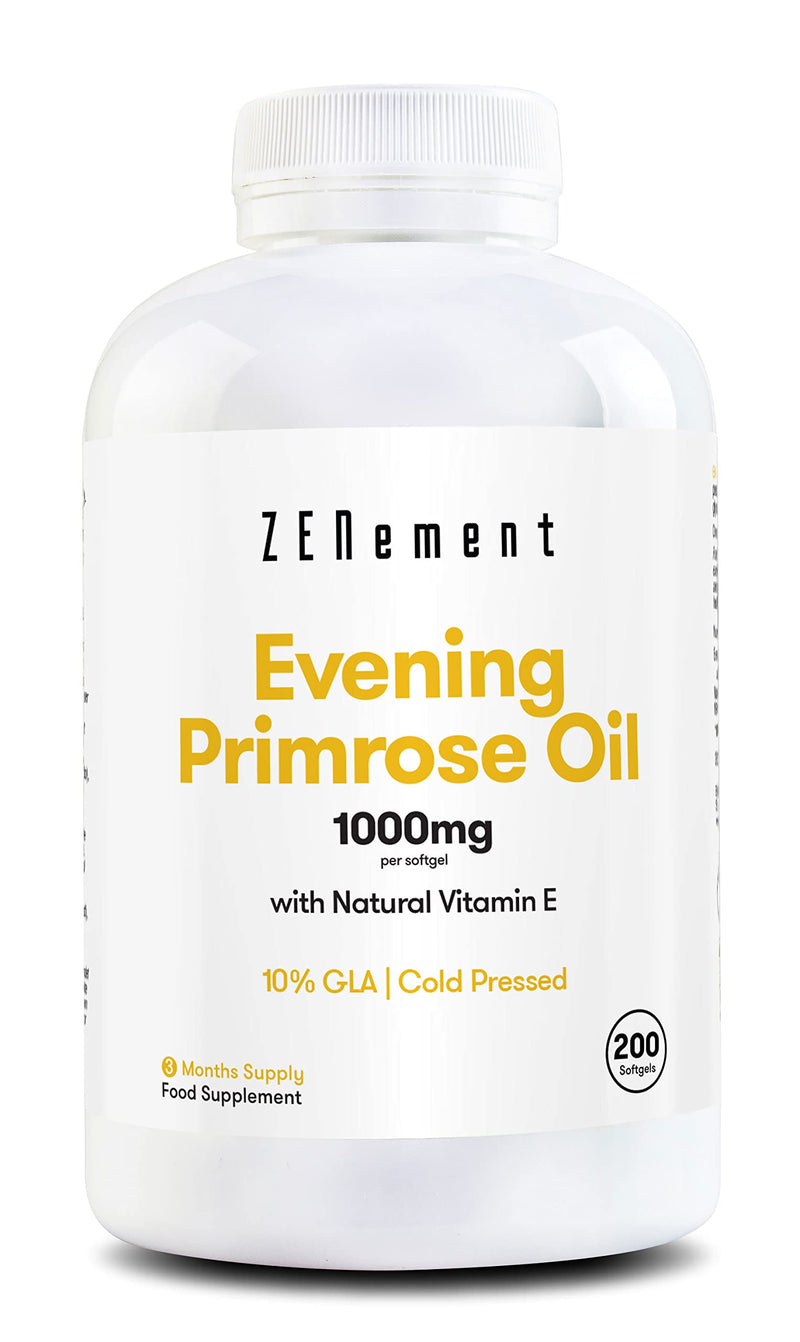 [Australia] - Evening Primrose Oil, 1000mg per softgel, 10% GLA, Cold Pressed, 200 Softgels | Good for Women's Health, Menstrual Symptoms and to Help Maintain Healthy Skin and Bones | Zenement 