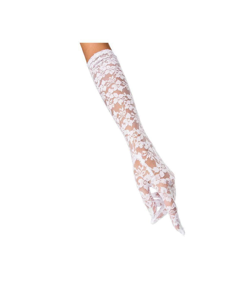 [Australia] - Black/Red/White Colors Lace Gloves Wedding Gloves Women Gloves and Mittens 51white 