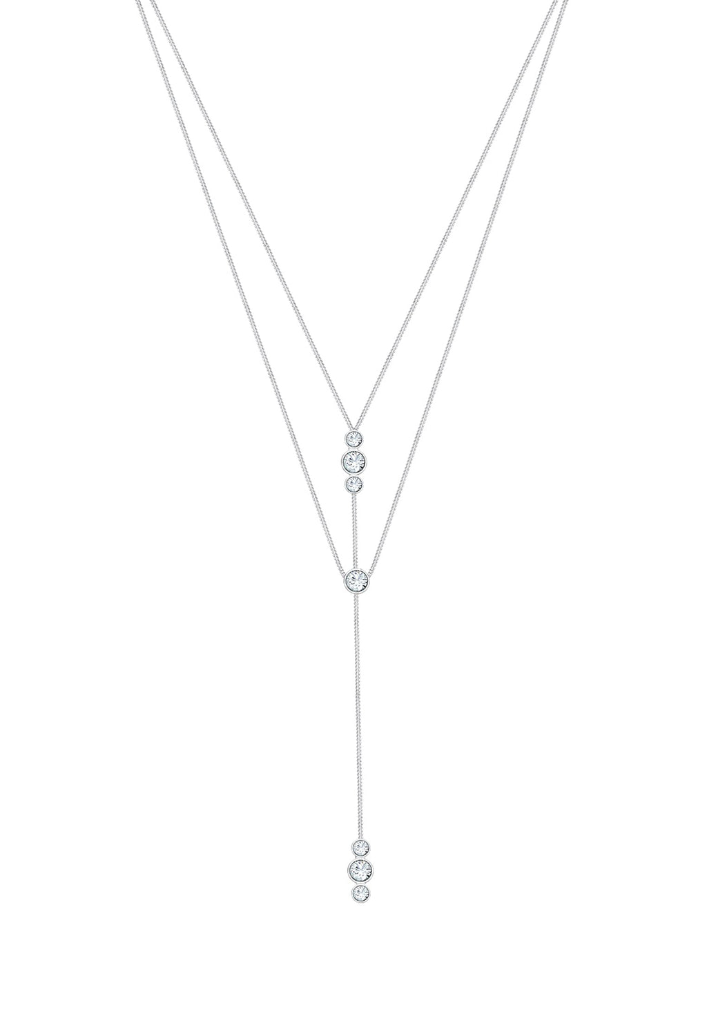 [Australia] - Elli Women's Necklace Y-Chain Layer Round Basic Geo with Crystals 925 Sterling Silver - 45 cm length 