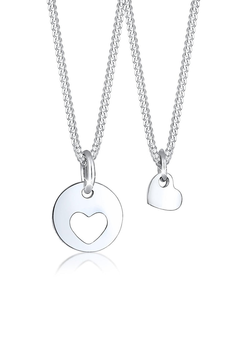 [Australia] - Elli Necklace Women Set Heart Cut Out Mother Child in 925 Sterling Silver 36 