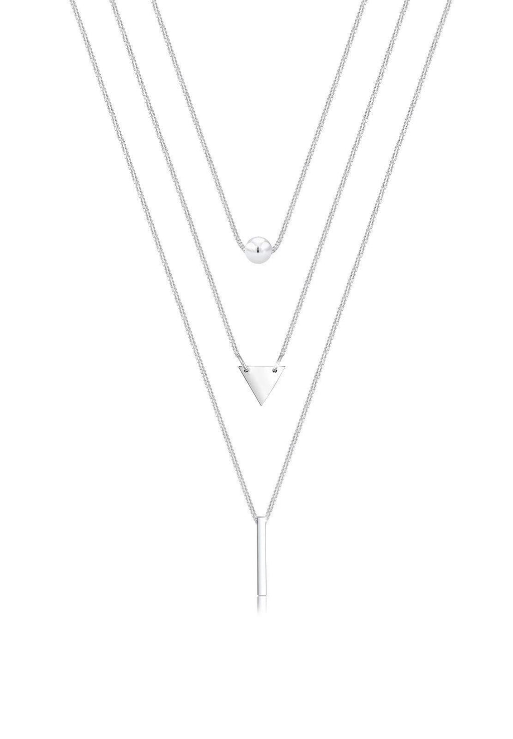 [Australia] - Elli Necklace Layer Ball Triangle Rectangle Geo 925 Sterling Silver 