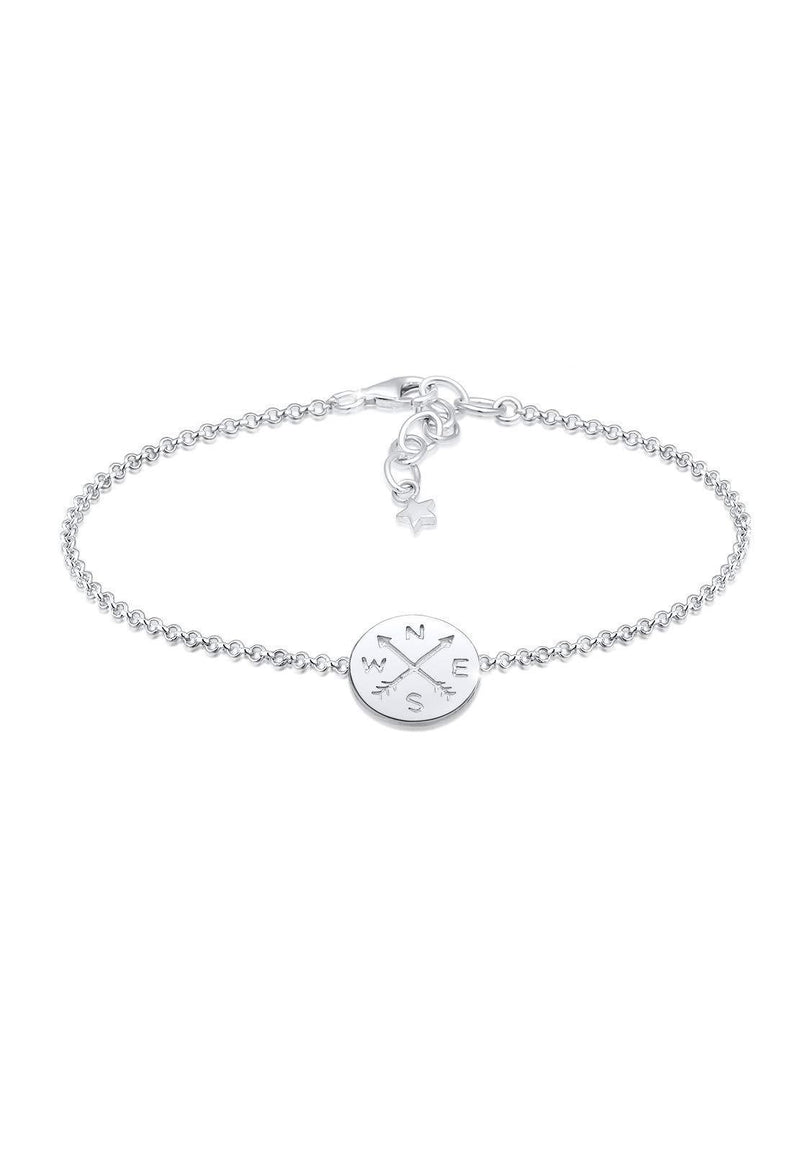 [Australia] - Elli Women's 925 Sterling Silver Compass Talisman Travel Wanderlust Bracelet 