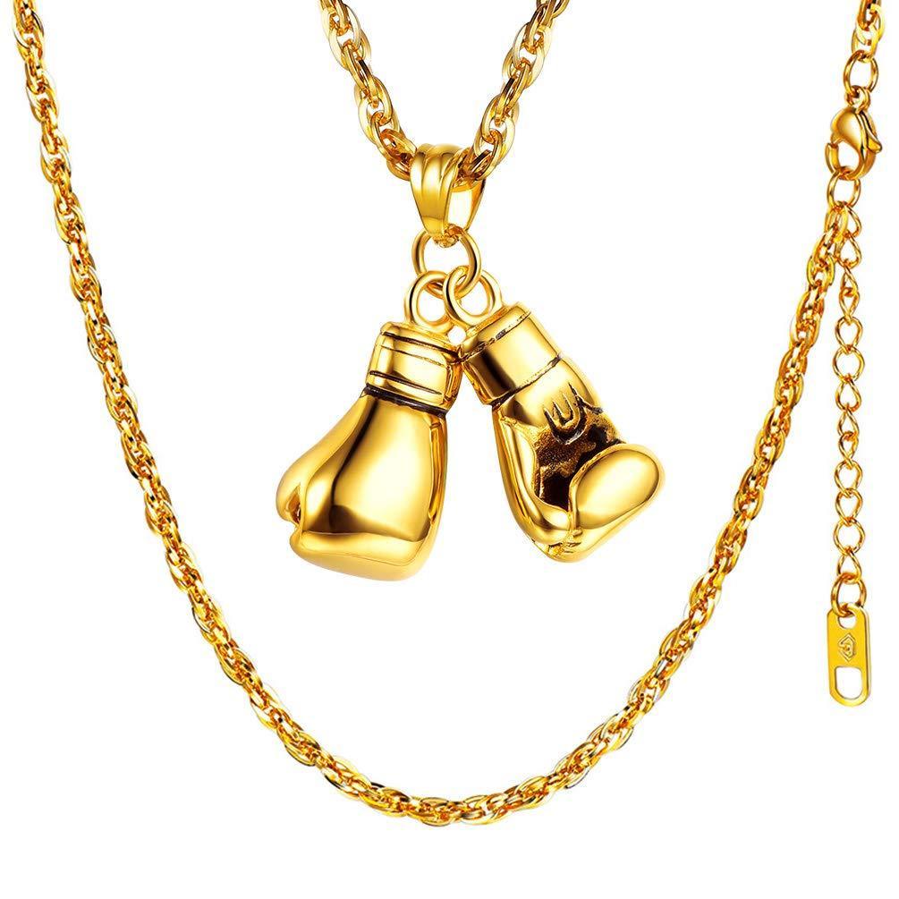[Australia] - PROSTEEL Mens Large/Small Size Boxing Glove Pendant Necklace,with Chain- Gold Plated/316L Stainless Steel (Send Gift Box) gold plated-large 