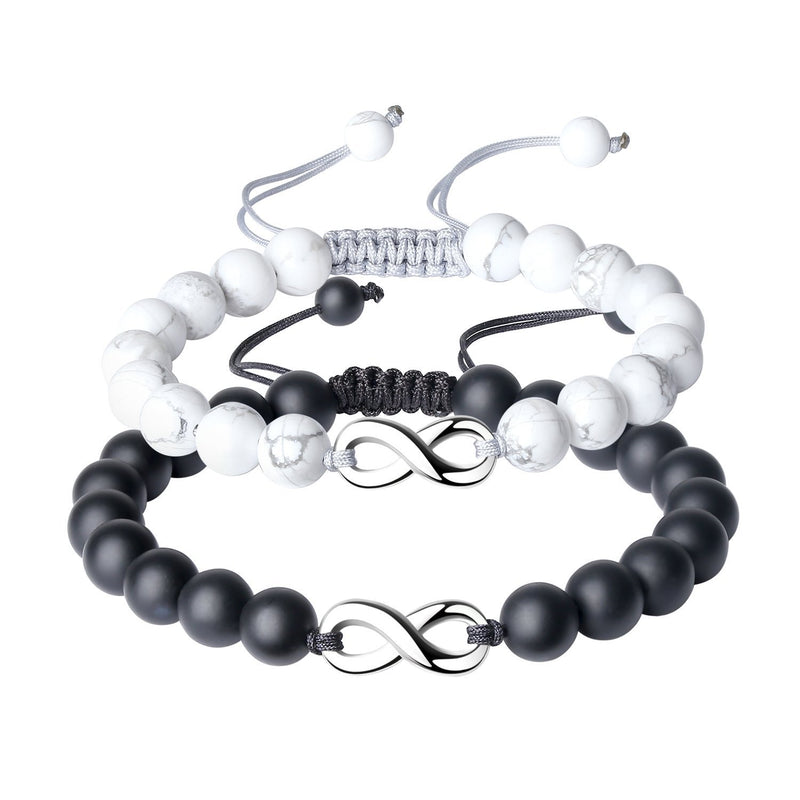 [Australia] - coai Infinity Stone Relationship Couple Bracelets Howlite & Onyx 