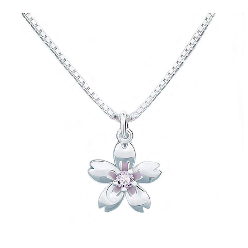 [Australia] - Helen de Lete Little Pink Sakura Flower Sterling Silver Choker Necklace 