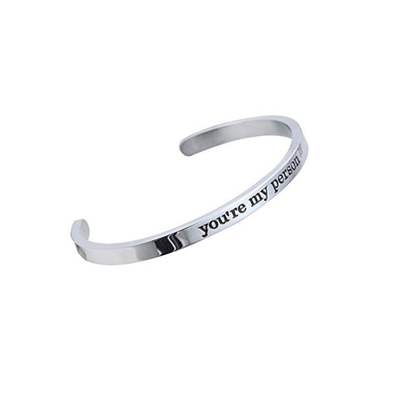 [Australia] - Bangle Bracelets Valentine Best Friend Family You are My Person Friendship Inspirational Gifts Stainless Steel 