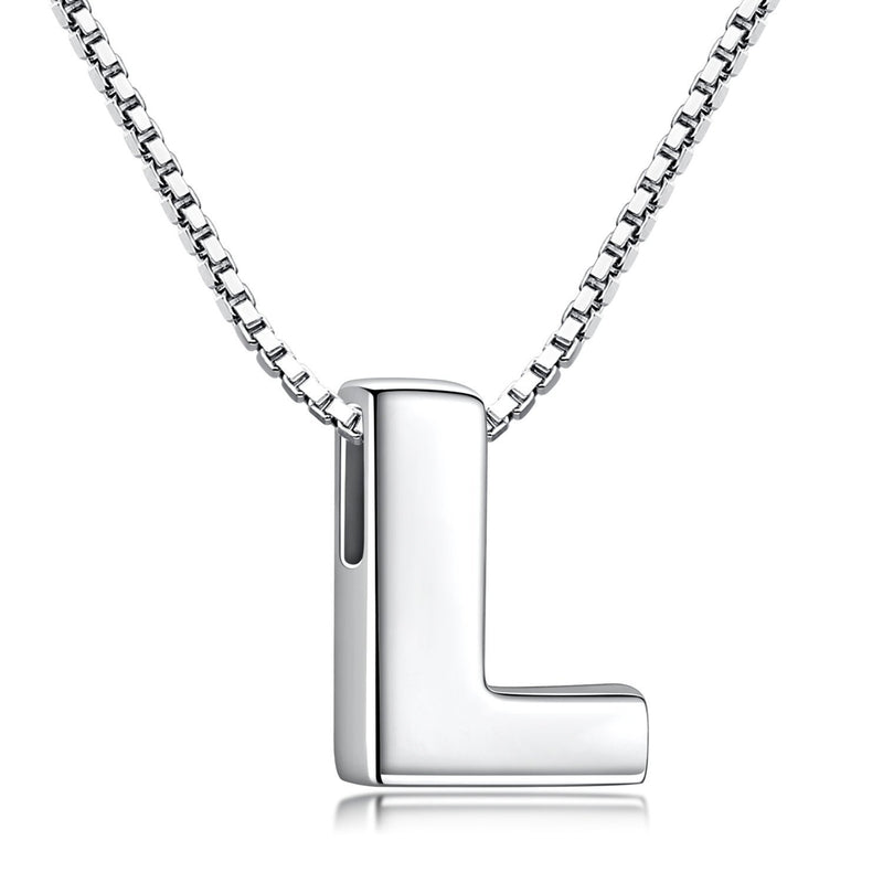 [Australia] - Candyfancy 1.0mm 18 inch 925 Sterling Silver 26 Small Letters Alphabet A-Z Initial Pendant Box Chain Necklace L With Chain 