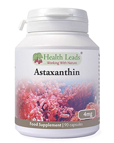 [Australia] - Astaxanthin 4mg x 90 Capsules (100% Pure & Additive Free Food Supplement, High Strength, Powerful Antioxidant, from Natural Haematococcus Pluvialis Red Algae, UK Manufactured 