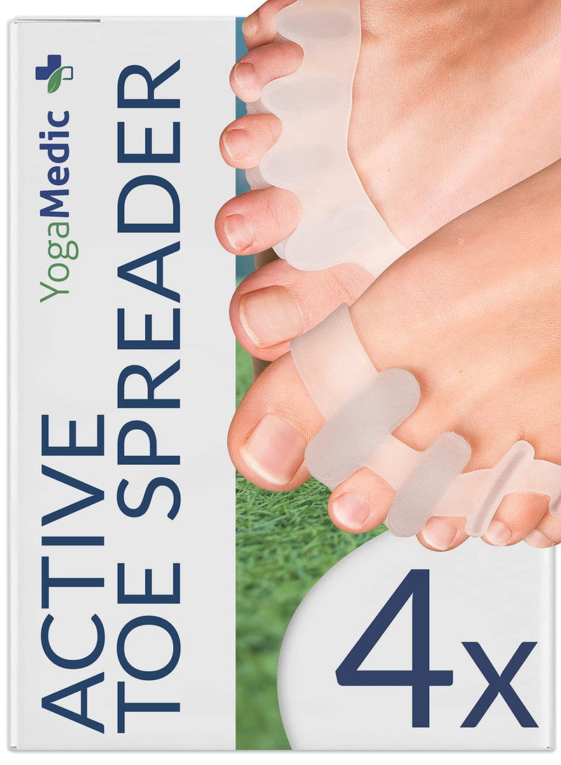 [Australia] - YogaMedic® Toe Separator for Overlapping Toes [4Pcs] to Relax Toes, Different Hardness Degrees, Improved Gel Silicone, 0% BPA, One-Size - Spreader Spacers Straighteners 