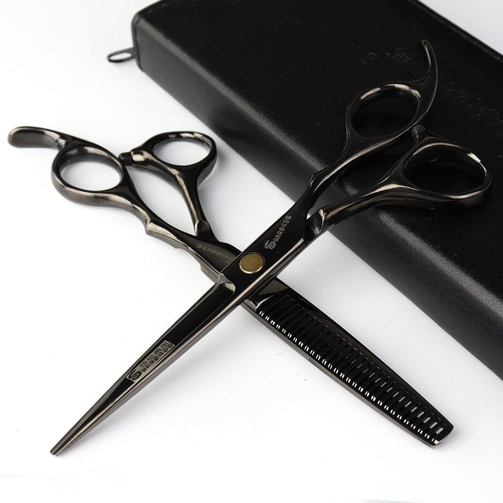 [Australia] - hairstylist Hairdressing professional studio Hair Scissors and Thinning Scissors 6 inch Hairdressing Equipment steel tools (2pcs) 2pcs 