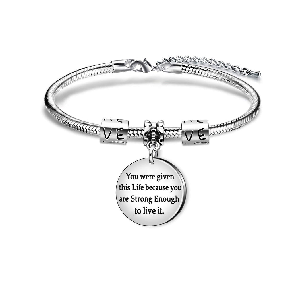 [Australia] - Inspirational Bangle Bracelet Gift Expandable You Were Given This Life Because You Are Strong Enough (Beacelet) 
