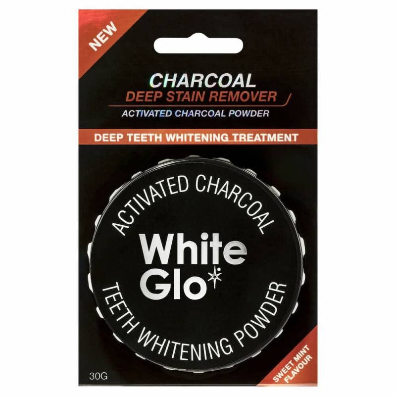 [Australia] - White Glo Activated Charcoal Teeth Whitening Powder, Highly Absorbent to Clean Deep Stains and Discolouration, Fresh Mint Flavour 