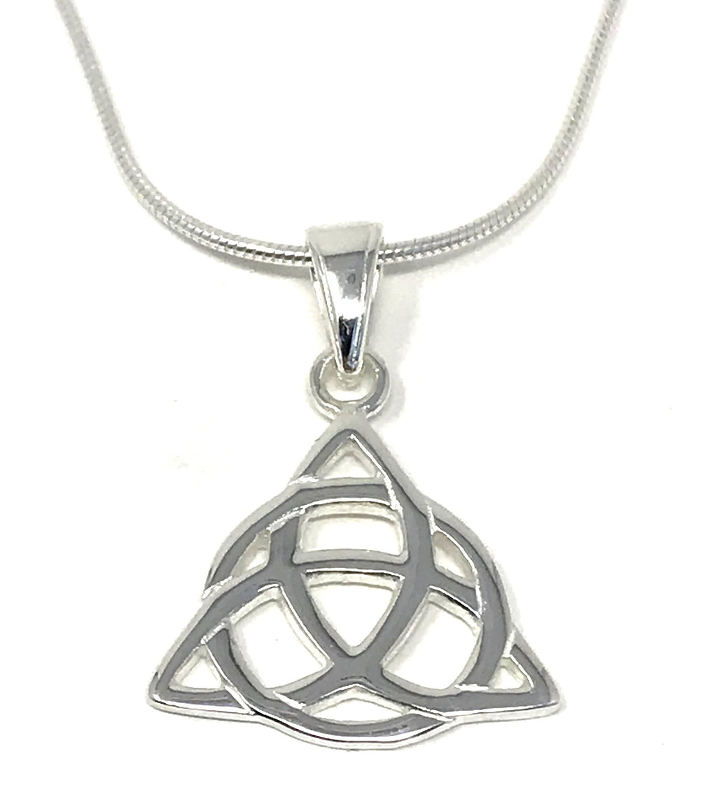 [Australia] - Sterling Silver Triquetra Trinity Knot Pendant on Snake Chain 