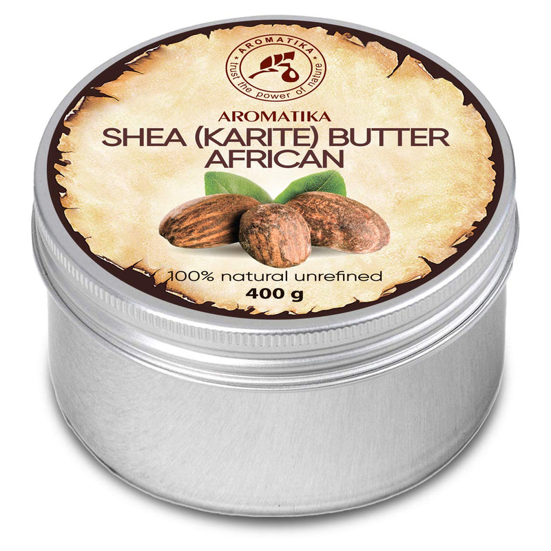 [Australia] - Shea Butter Cold Pressed 400g - Unrefined African Shea Butter - Ghana - 100% Pure & Natural - Best for Hair - Skin - Lip - Face - Body Care - Karite Shea Butter - Aluminium jar 