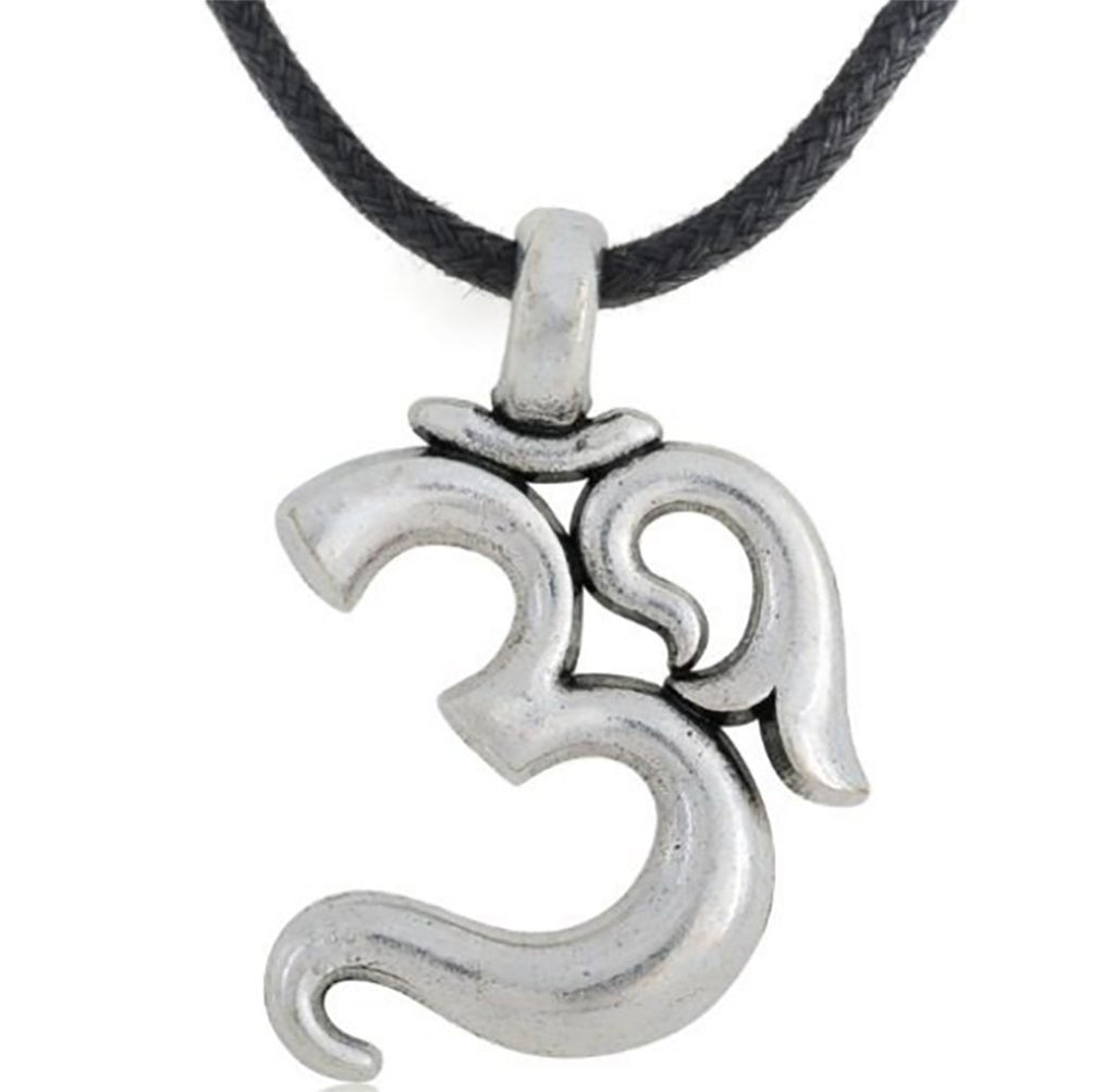 [Australia] - fishhook Religious Antique Silver OM Indian Yoga Balace of Life Symbol Pendant Necklace for Men and Women 