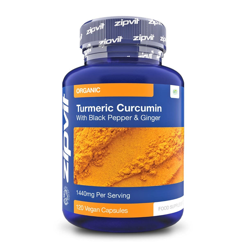 [Australia] - Organic Turmeric Curcumin 1440mg with Black Pepper & Ginger, 120 Vegan Capsules (2 Month Supply). Soil Association Certified. Vegetarian Society Approved. 