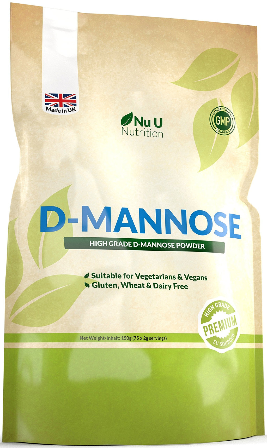 [Australia] - D-Mannose Powder | 150g (75 Servings) | Allergen Free | Suitable for Vegetarians & Vegans | Made in The UK by Nu U Nutrition 