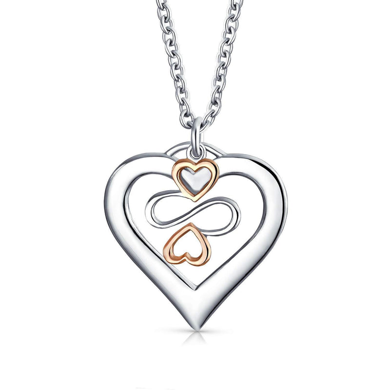 [Australia] - Ayllu Amulet Talisman Intertwine Symbol For Heart Infinity Clover For Love Luck Unity Inspirational Open Heart Charm Pendant Necklace For Women Teens Rose Gold .925 Sterling Silver 