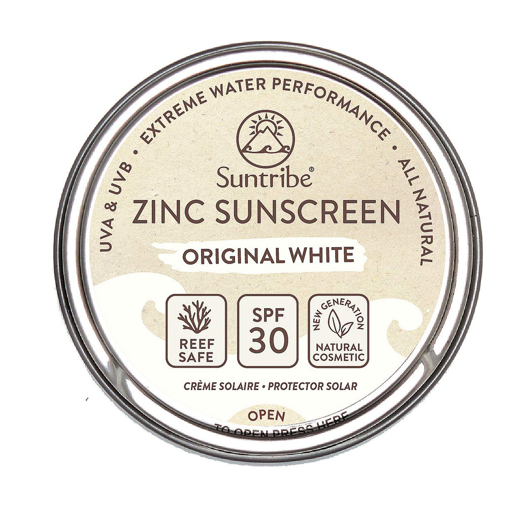 [Australia] - Suntribe All Natural Zinc Sunscreen Face & Sport - SPF 30 - Organic - 100% Zinc - Reef Safe - 3 Ingredients - Water resistant - ORIGINAL WHITE (30 g) Tin Original White 