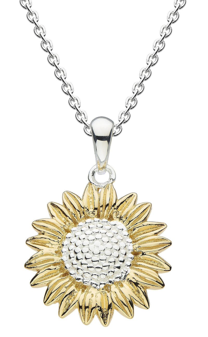 [Australia] - Dew Sterling Silver and Gold Plate Sunflower Necklace 18" 9085GD 