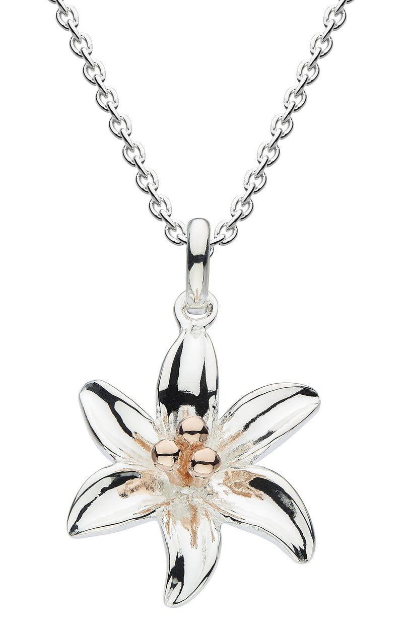 [Australia] - Dew Sterling Silver and Rose Gold Plate Tiger Lily Necklace 18" 9083RG 