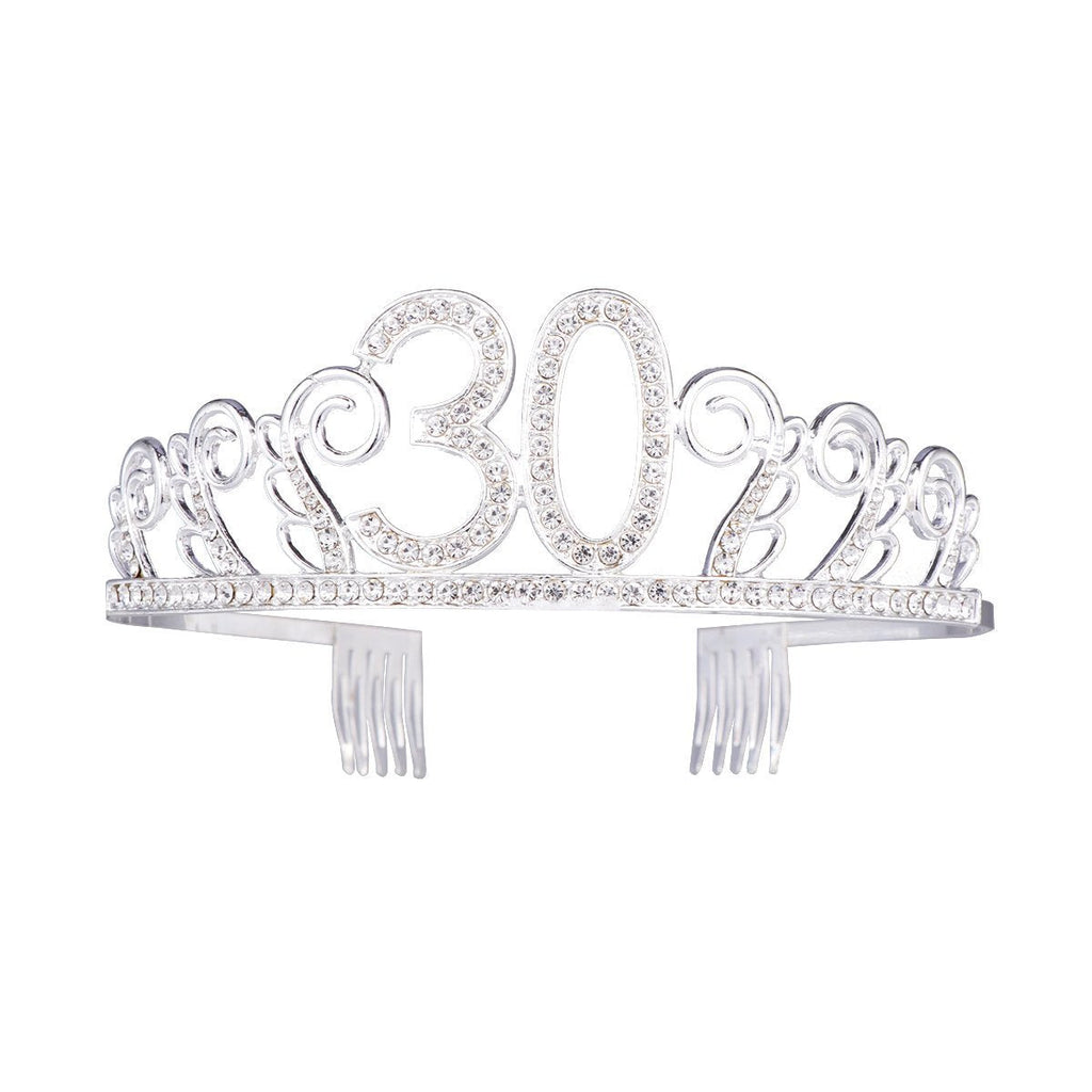 [Australia] - Frcolor Birthday Crystal Tiara Crown 30th Rhinestone Princess Queen Headband 