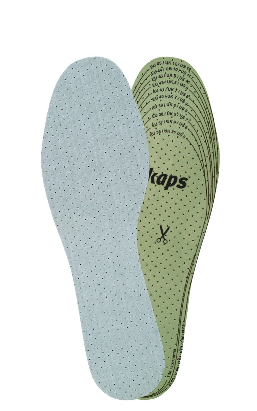 [Australia] - Kaps Soft Latex Adult Unisex Cut to Size Cut to Fit Foam Shoe Insoles Inserts, Comfortable Perforated Latex and Cotton Prevent Odour and Absorb Moisture 