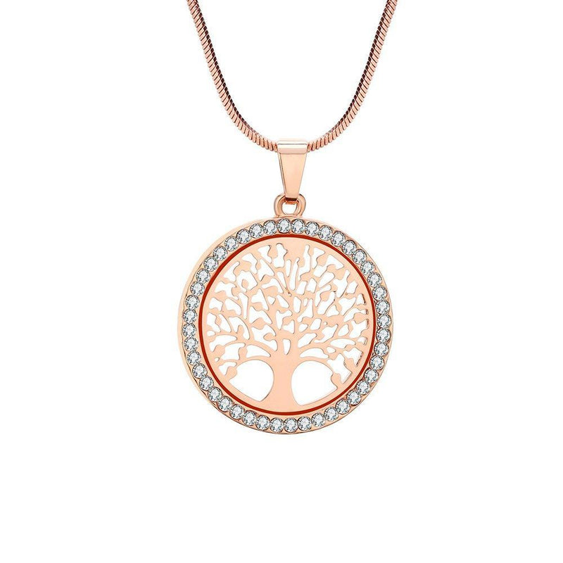 [Australia] - Ouran Long Necklace for Women,Tree of Life Pendant Necklace for Girls Rose Gold and Silver Necklace with CZ Crystal Chain Necklace 