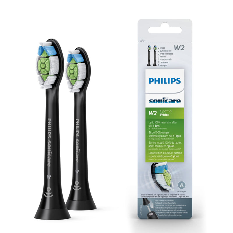 [Australia] - Philips Sonicare Optimal Whitening BrushSync Heads, Black, Pack of 2 (Compatible with all Philips Sonicare Handles) Single 