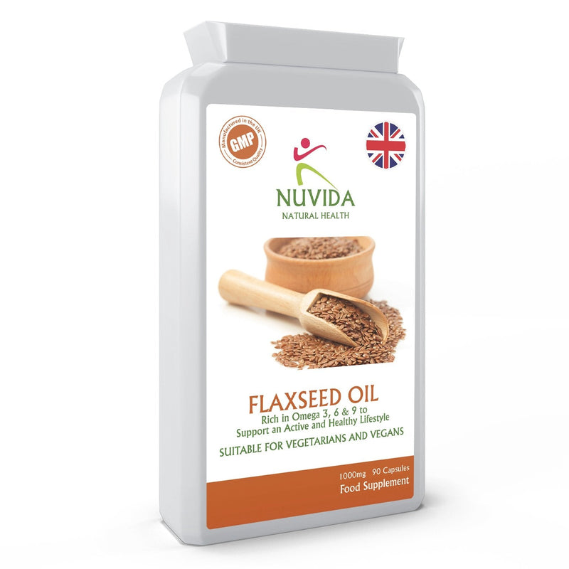 [Australia] - Nuvida Flaxseed Oil Capsules 1000mg - 90 Soft Gel Flaxseed Capsules Rich in Omega 3 6 and 9 - Immunity, Skin and Heart Support - Maintenance of Healthy Cholesterol 