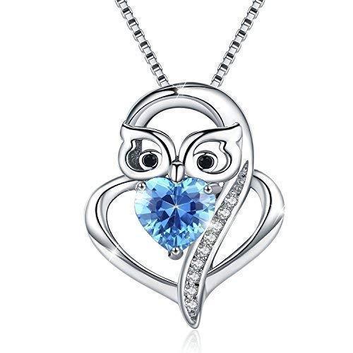 [Australia] - Owl Necklace,Heart Necklace Jewellery for Women Owl Pendant for Women Sterling Silver Owl Necklace Love Heart Gifts with Chain 18"for Women Gift Box 