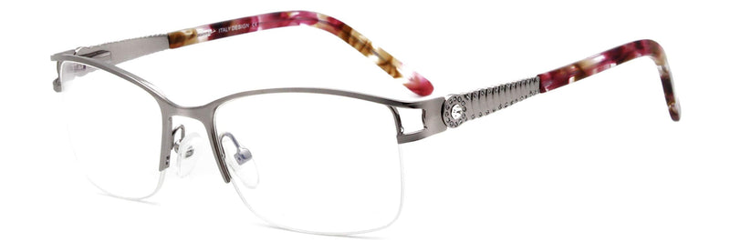 [Australia] - Uncovered wide angle lens decent design semi-rimless metal optical frames clear lens for women Grey 