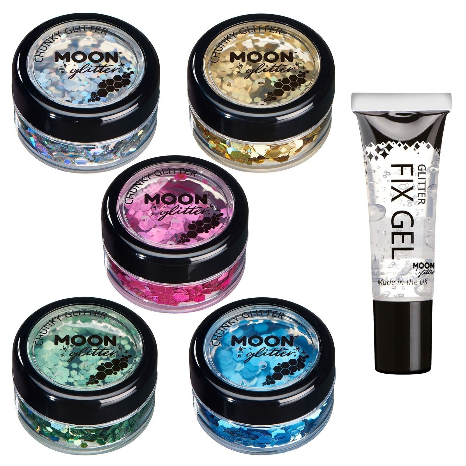 Holographic Glitter Shapes by Moon Glitter 100% Cosmetic Glitter for Face,  Body, Nails, Hair and Lips 3g 