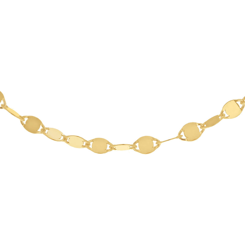 [Australia] - Tuscany Silver Women's Sterling Silver Flat Mirror Link Chain Necklace of Length 46 cm/18 Inch Yellow Gold Plated 