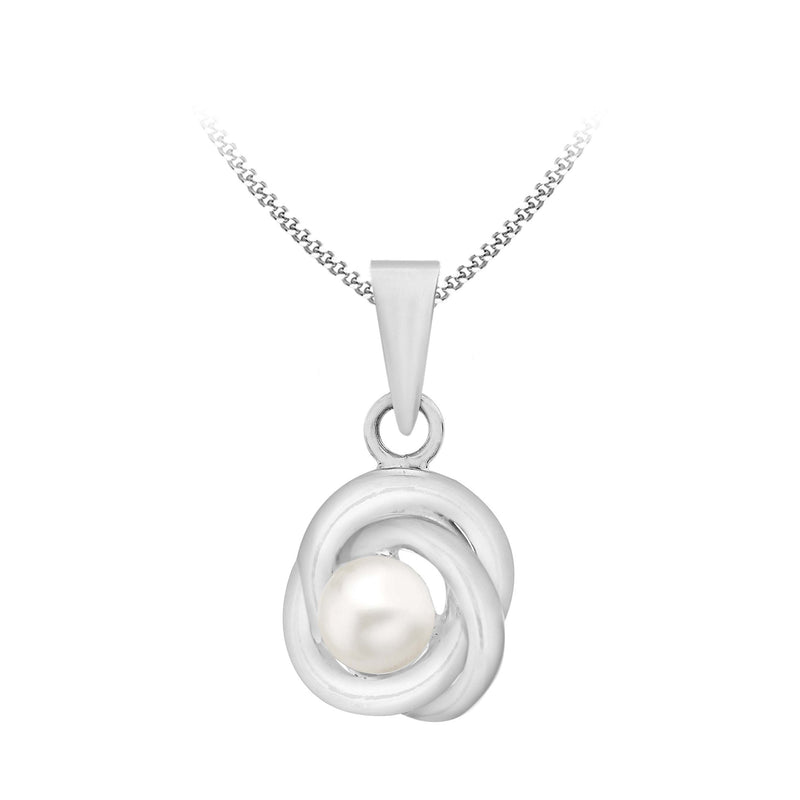 [Australia] - Tuscany Silver Sterling Silver Fresh Water Pearl 9 mm Knot Pendant on Curb Chain 46 cm/18 inch 