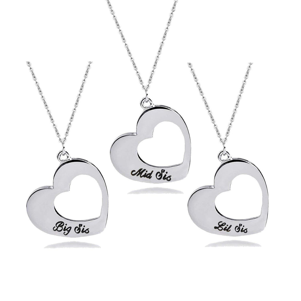 [Australia] - ENSIANTH Big Sis Mid Sis Lil Sis Necklaces Set for 3 Lariat Y Necklace Gift for Sisters Friend Gifts Sister Necklaces Big Sis Mid Sis Lil Sis Suit 