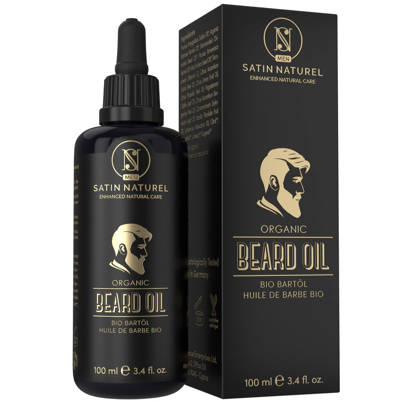 [Australia] - Bear Oil for Men 100ml – Organic and Vegam Care Product - Pure Argan and Almond Oil with Vitamin E for Beard Growth – Original and Useful Gift for Men – Beard Care for Daily Use - Satin Naturel 